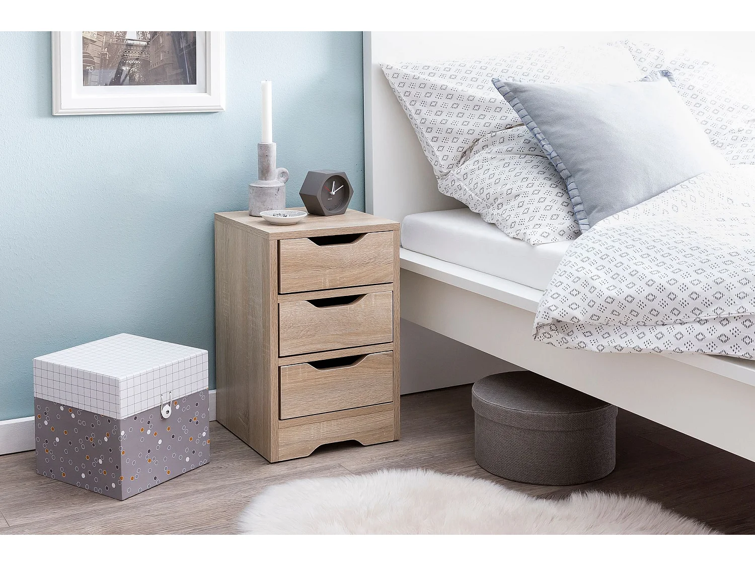 nachtconsole WL5.705 31x49x31 cm Sonoma met 3 laden | Bruin nachtkastje met opbergruimte | Nachtkastje Simple Modern | Nachtkastje Klein | Nachtkastje slaapkamer
