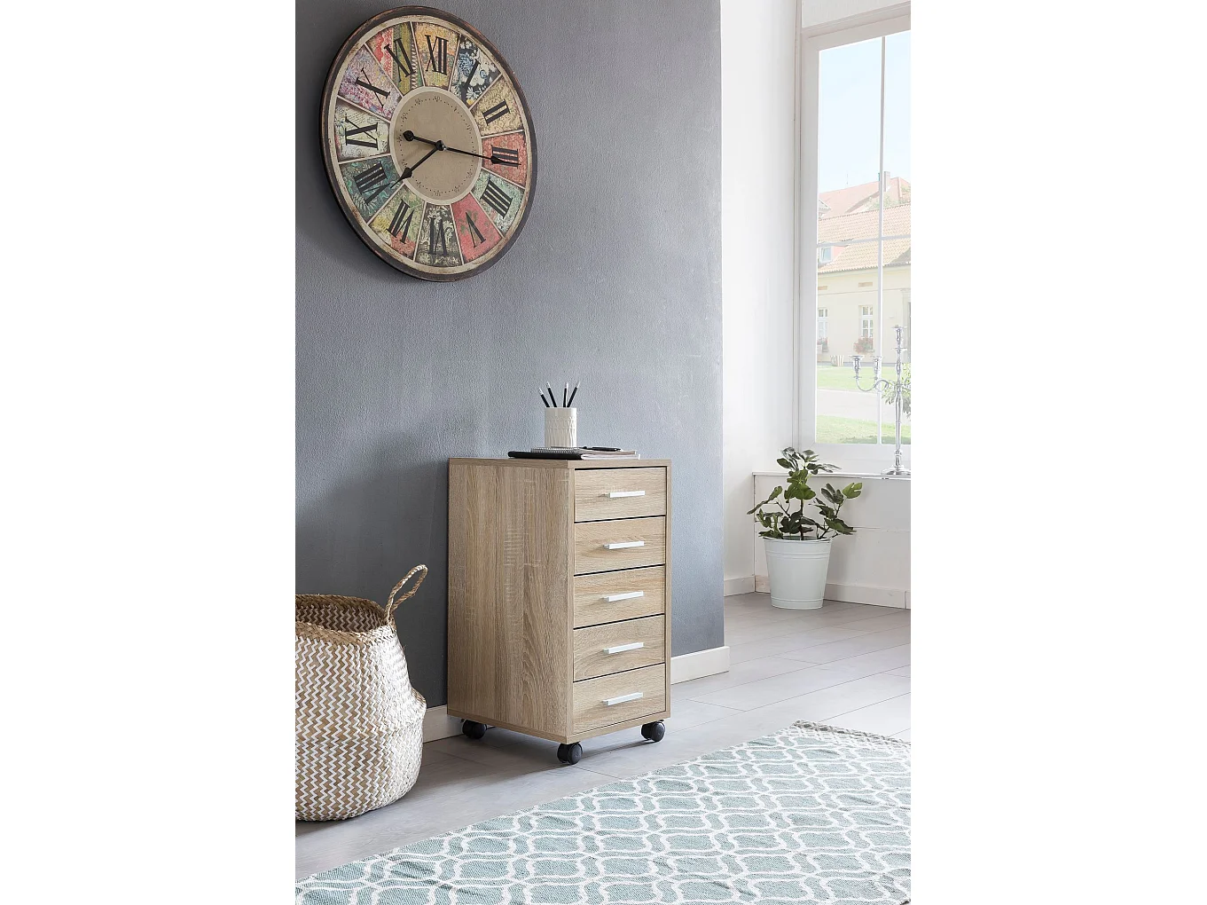 Rollcontainer LISA - Sonoma 33 x 63 x 38 cm - Vijf laden met wielen