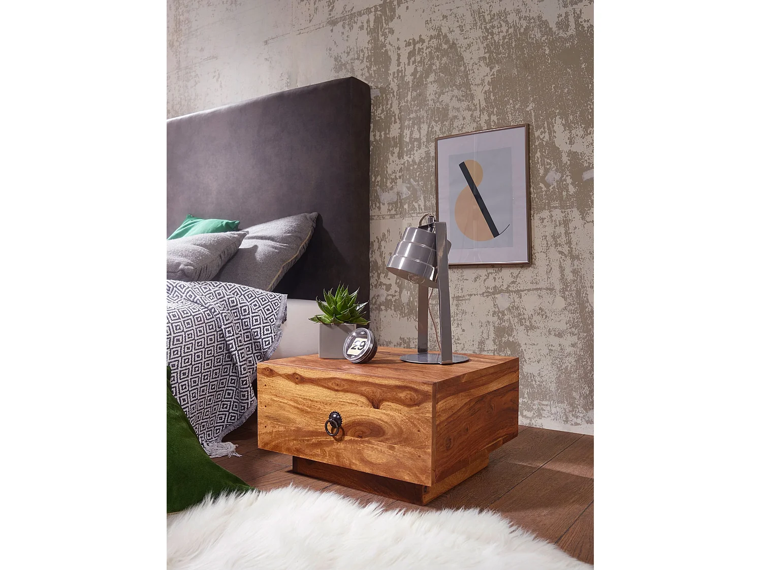 design nachtkastje MUMBAI massief hout sheesham 40x40x25 cm | Moderne nachtkastjes | Nachtkastje natuurlijk hout nachtkastje