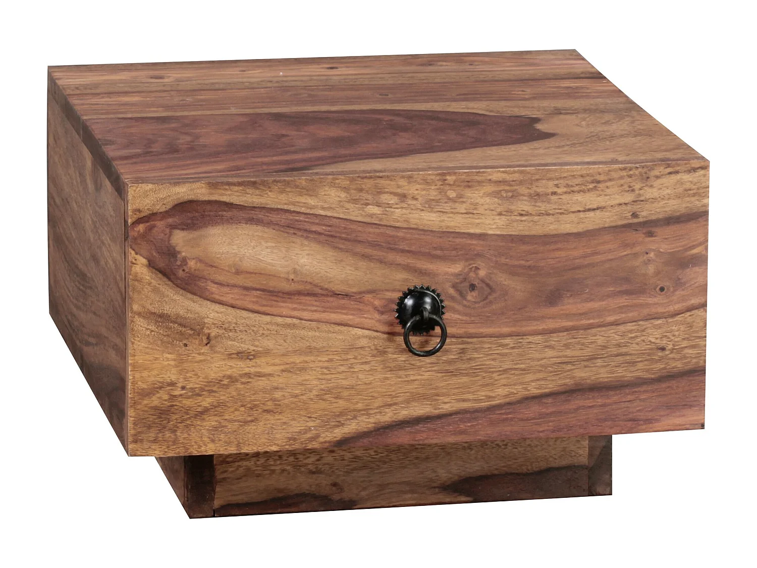 Design Nachttisch MUMBAI Massiv-Holz Sheesham 40x40x25 cm, Moderne Nacht-Kommode mit Schublade,