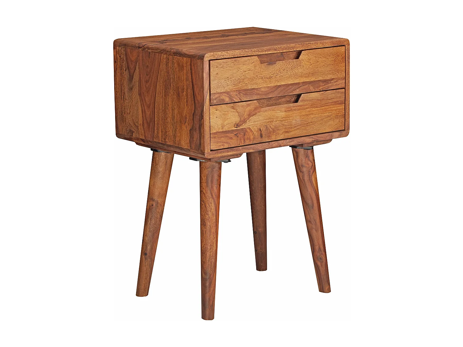 Nachtkonsole 47 x 66 x 36 cm WL5.578 Sheesham Nachttisch Boxspringbett, Nachtkästchen 2 Schubladen