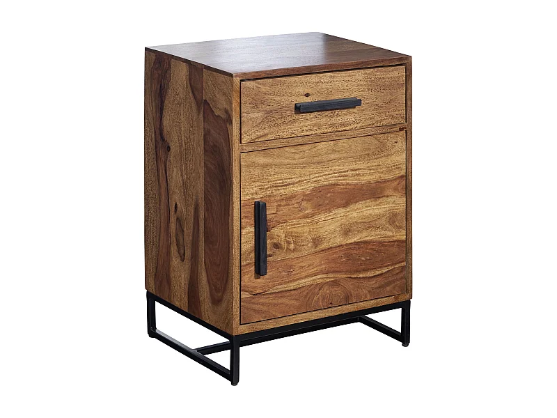 Nachttisch Sheesham Massivholz / Metall 45x35x65 cm Nachtschrank Boxspringbett, Design