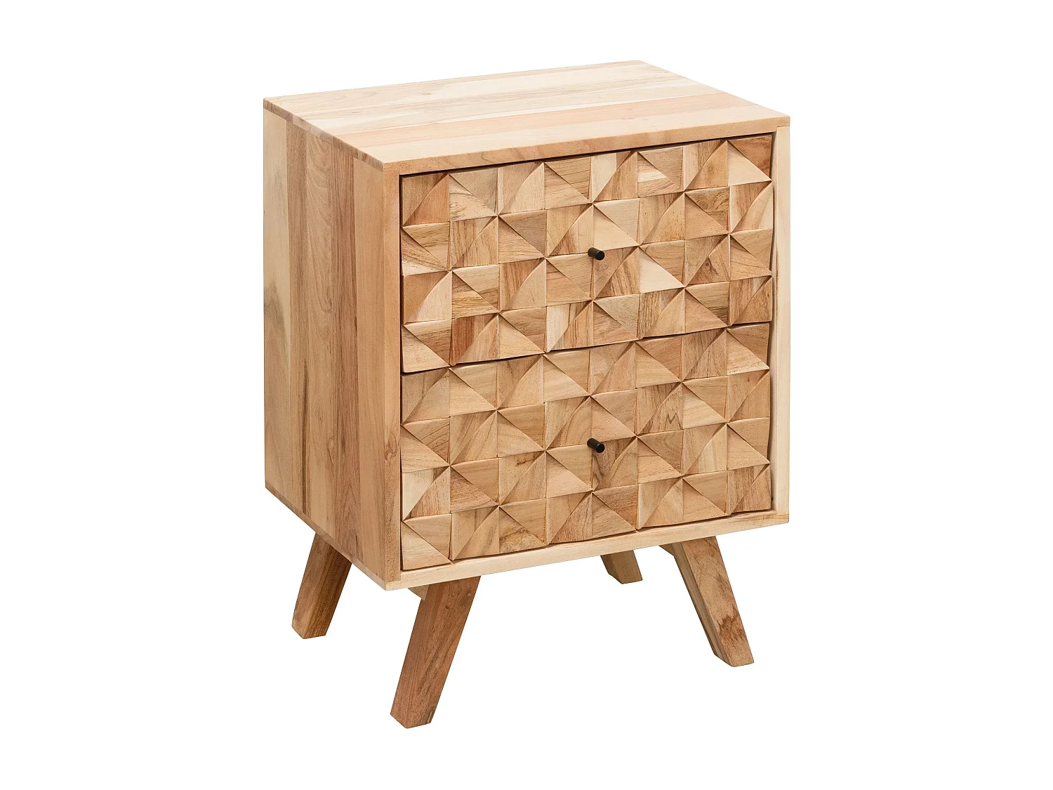 Nachtkonsole REWA 44x61x35cm Akazie Massivholz Nachtschrank Hoch, Landhaus Nachtkommode