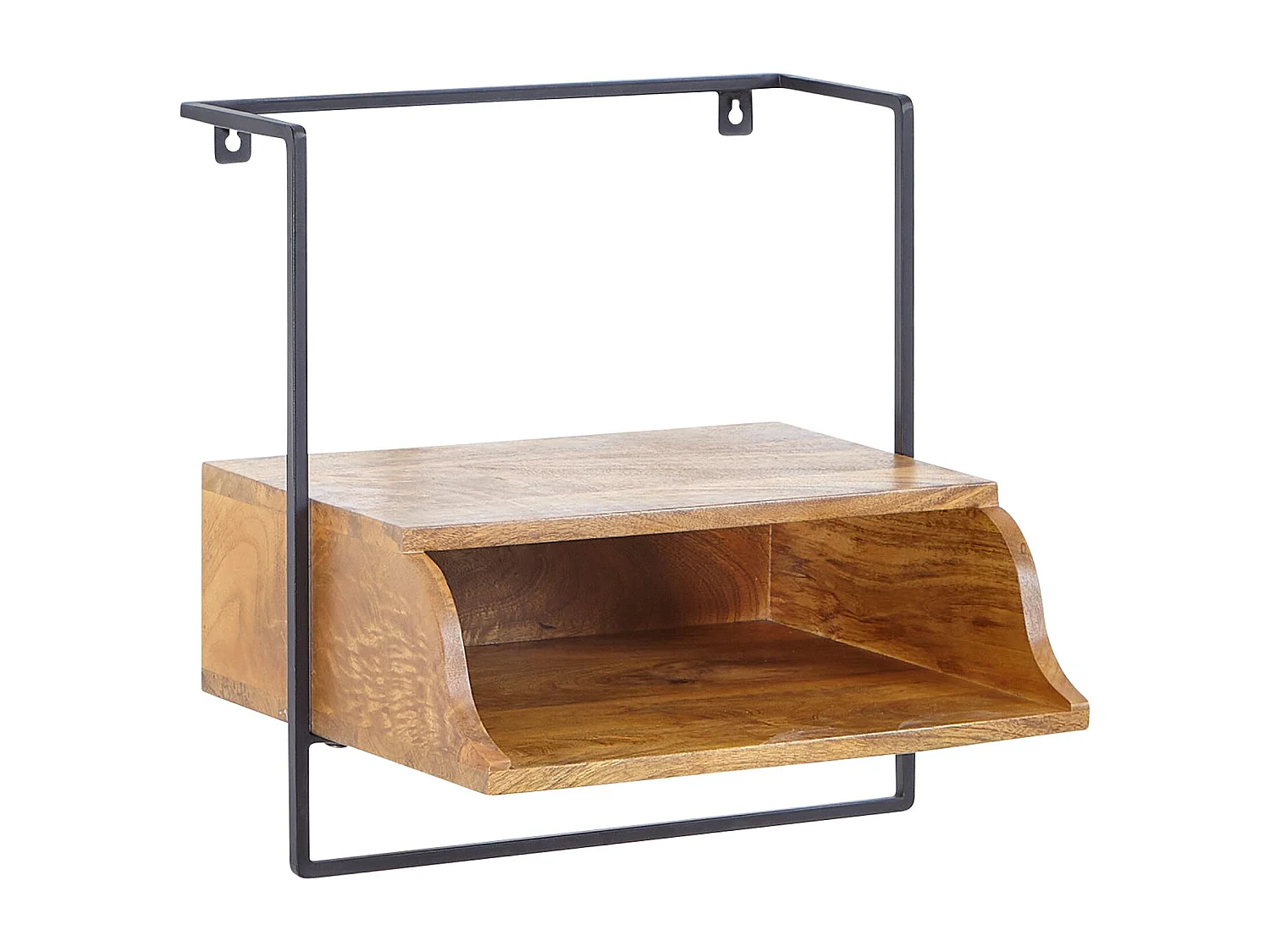 Nachtkonsole für Wandmontage 44x45x35 cm Nachttisch Mango Massivholz, Nachtschrank mit Ablage,