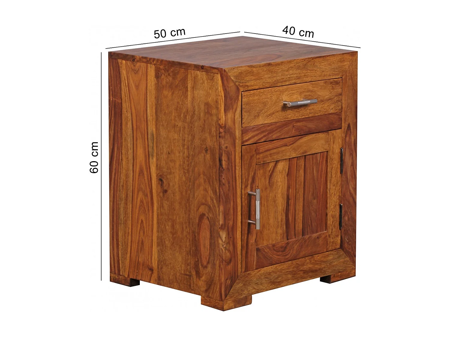 nachtkastje MUMBAI massief houten sheesham design nachtkastje 60 cm met lade en deur nachtkastje voor boxspring bed