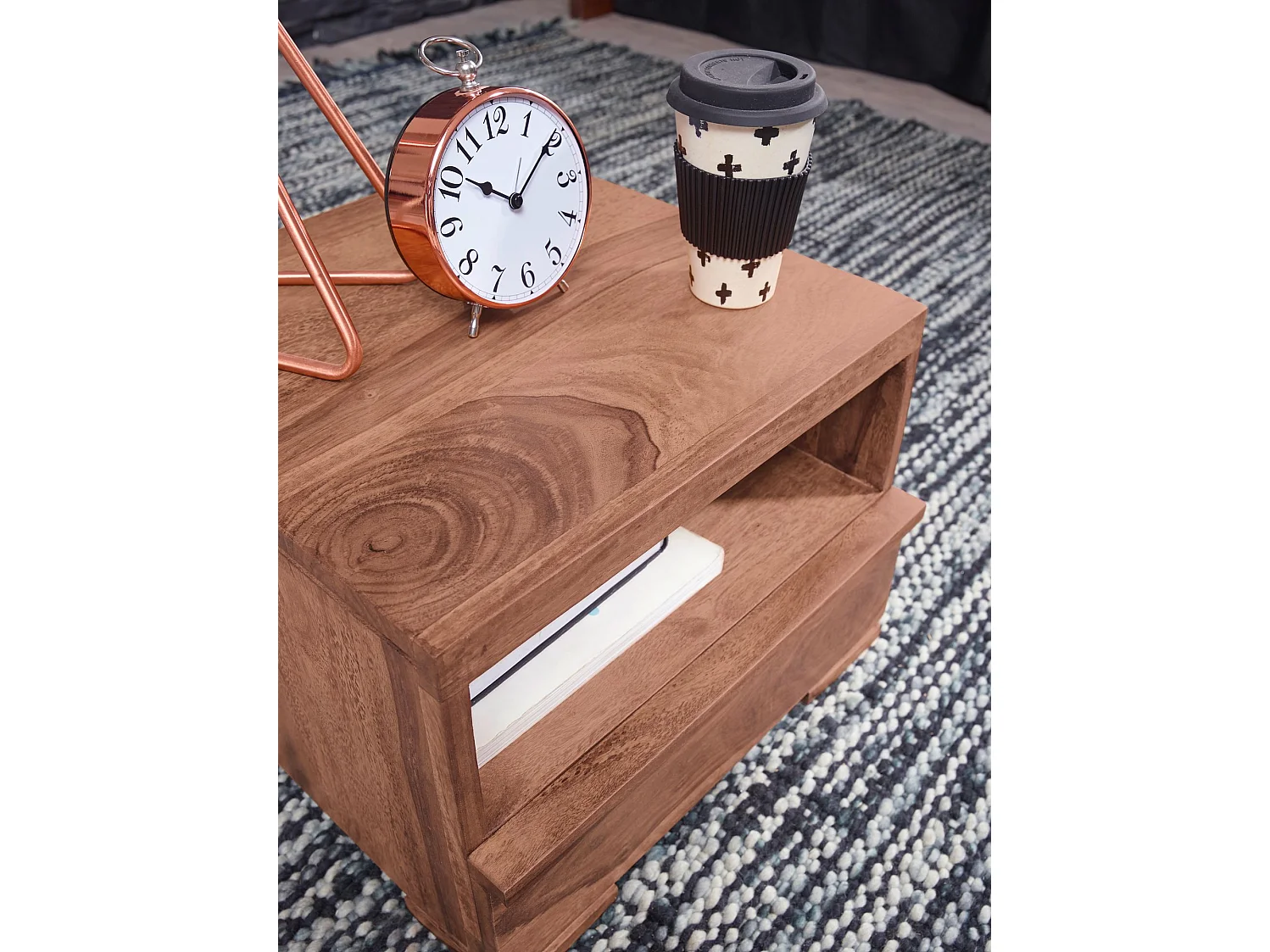 nachtkastje MUMBAI massief hout acacia nachtkastje 30 cm 1 lade opberger nachtkastje landelijke stijl echt hout