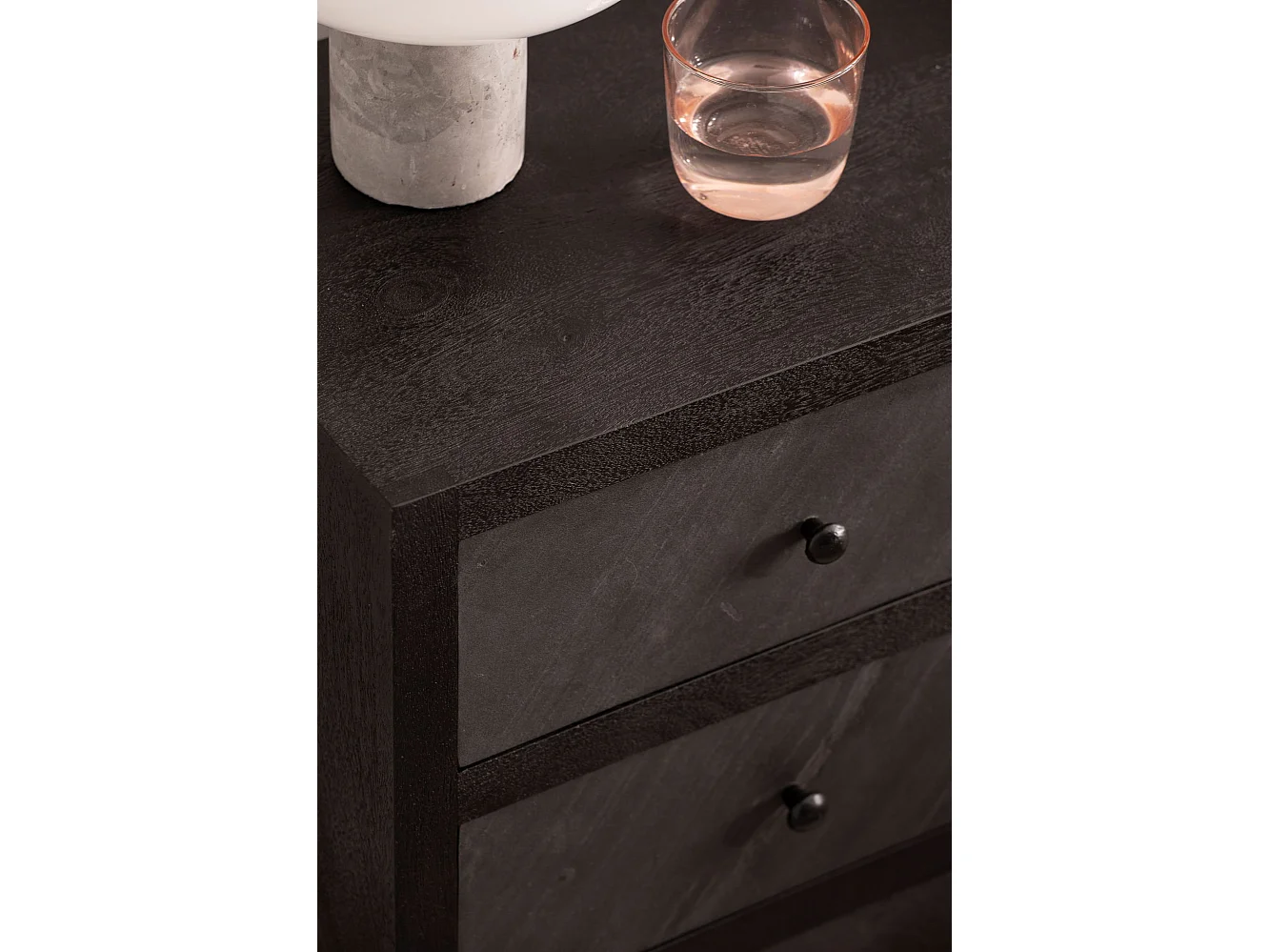 Nachttisch Mango Massivholz / Steinoptik 40x60x30 cm Nachtschrank Boxspringbett, Design