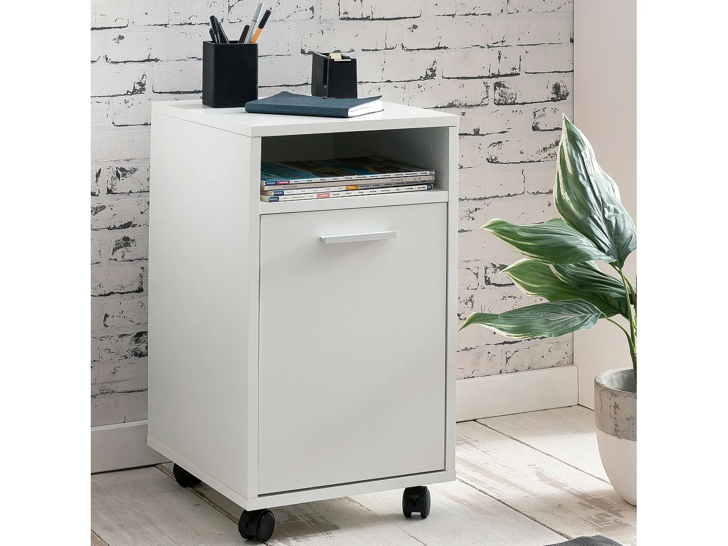 Rolcontainer WL5.928 - Wit 33x60x38cm - Met zwenkwielen en lade