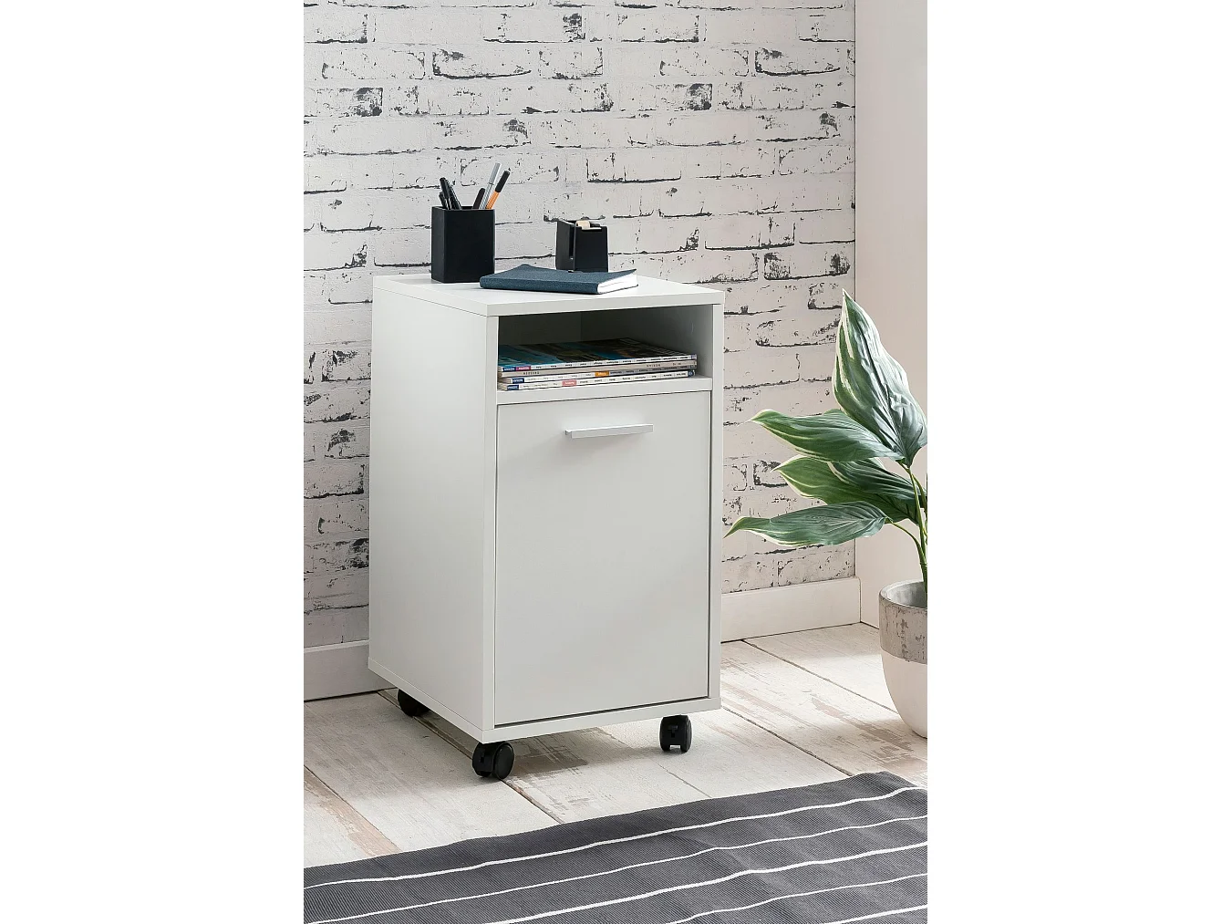 Rolcontainer WL5.928 - Wit 33x60x38cm - Met zwenkwielen en lade