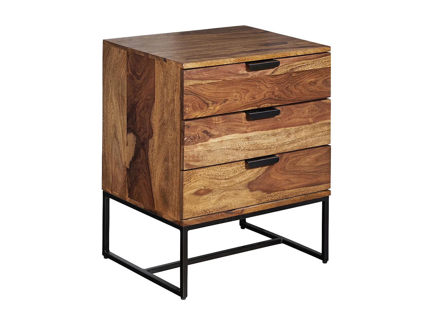 Nachttisch Sheesham Massivholz / Metall 50x40x65 cm Nachtschrank Boxspringbett, Design