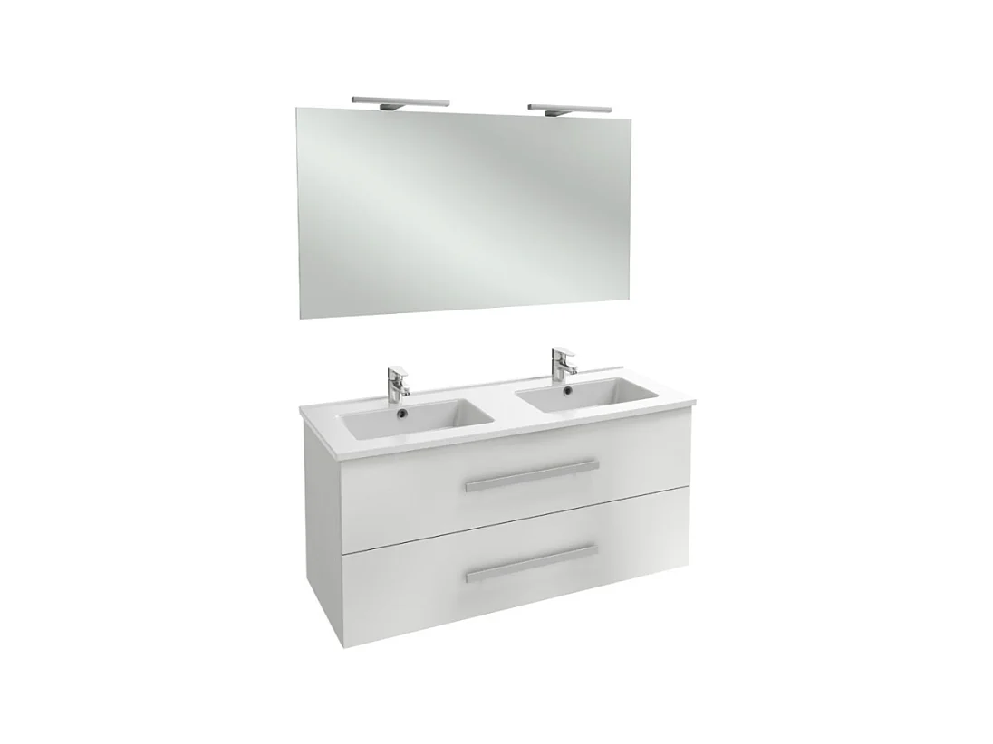 Pack meuble double vasque 120 cm JACOB DELAFON Ola Up + miroir + spot