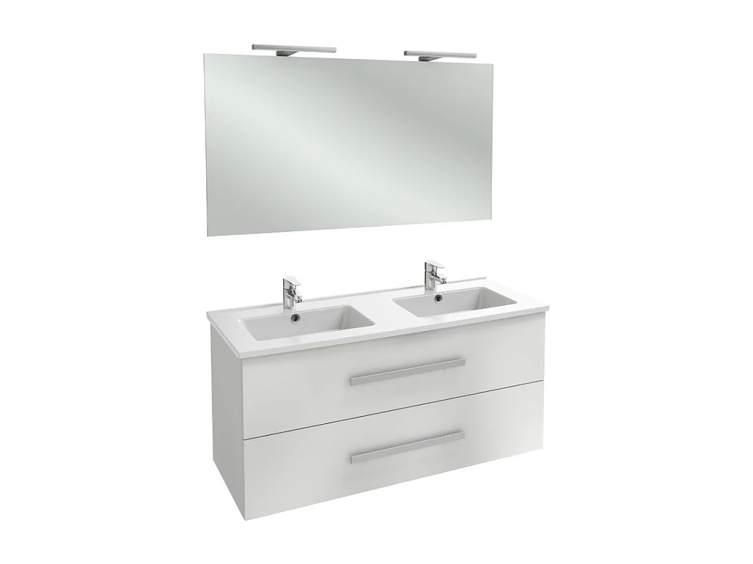 Pack meuble double vasque 120 cm JACOB DELAFON Ola Up + miroir + spot