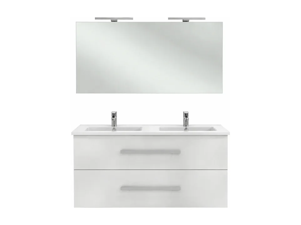 Pack meuble double vasque 120 cm JACOB DELAFON Ola Up + miroir + spot