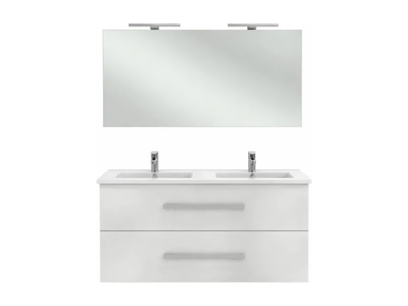 Pack meuble double vasque 120 cm JACOB DELAFON Ola Up + miroir + spot