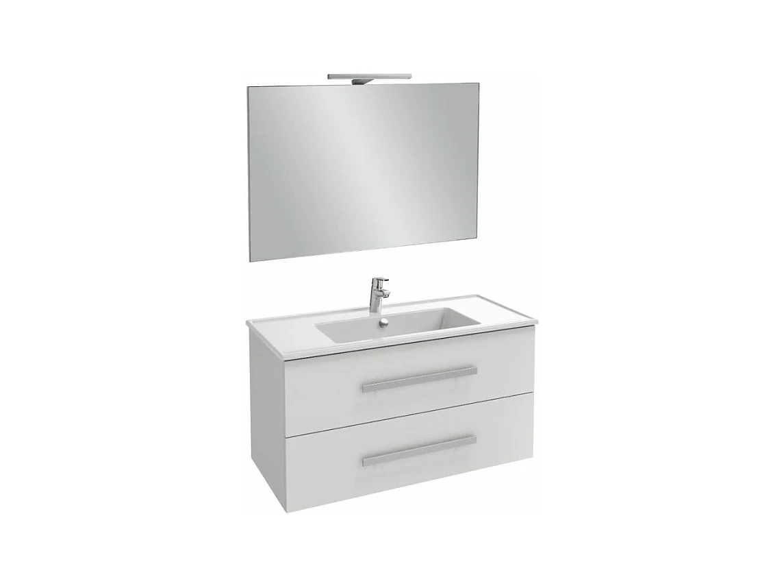 Pack meuble vasque 100 cm JACOB DELAFON Ola up blanc + miroir + spot