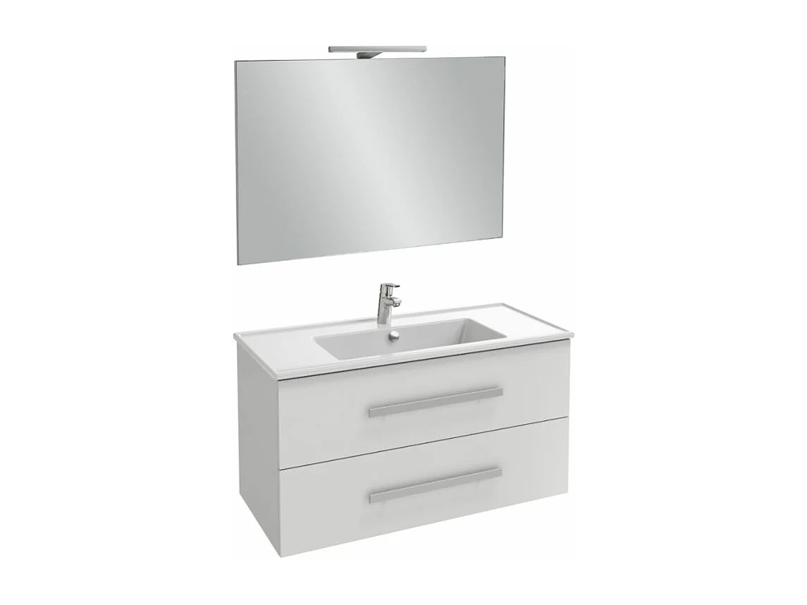 Pack meuble vasque 100 cm JACOB DELAFON Ola up blanc + miroir + spot