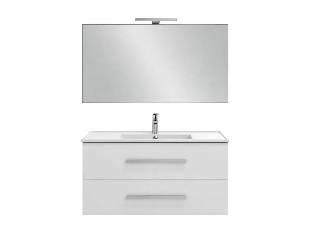 Pack meuble vasque 100 cm JACOB DELAFON Ola up blanc + miroir + spot