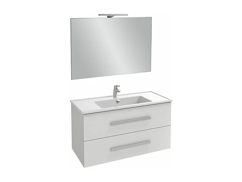 Pack meuble vasque 100 cm JACOB DELAFON Ola up blanc + miroir + spot