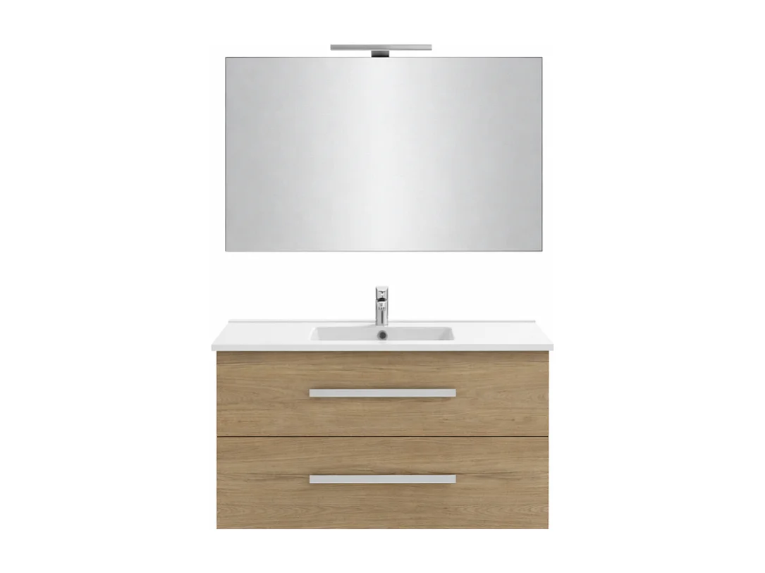 Pack meuble vasque 100 cm JACOB DELAFON Ola up chêne + miroir + spot