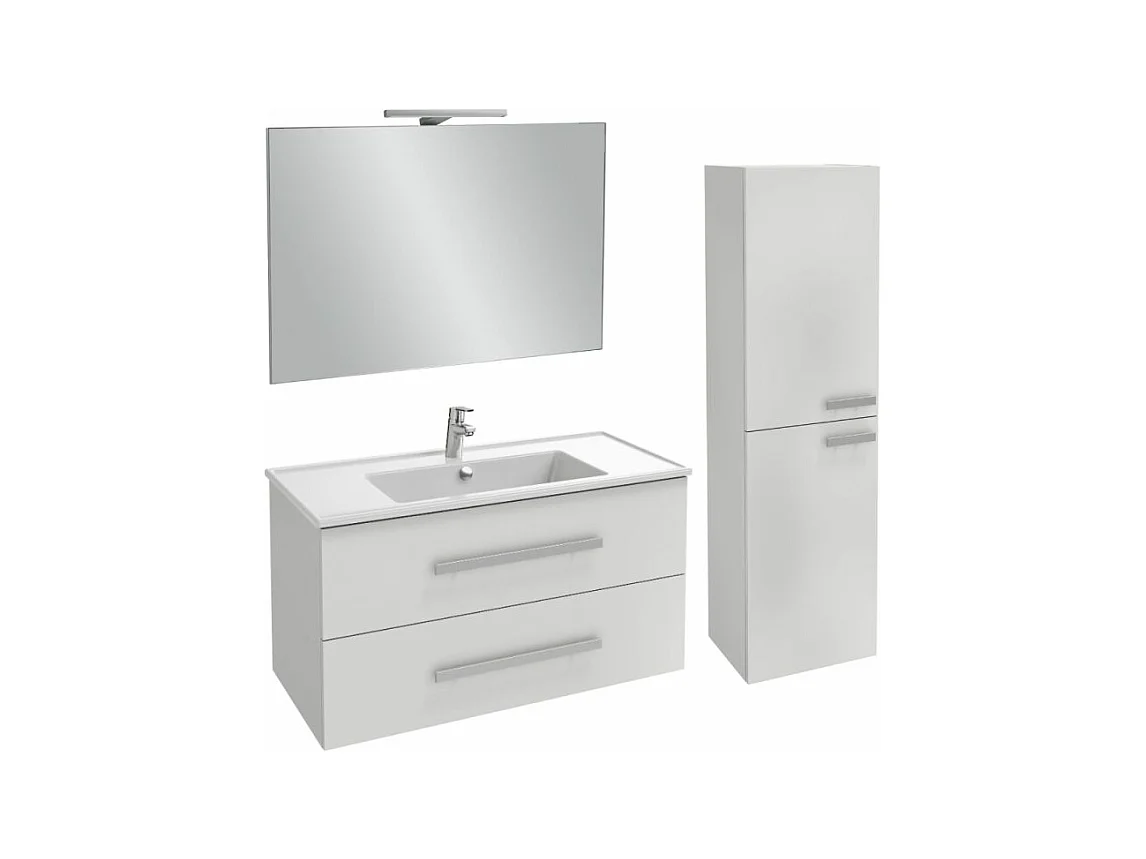 Pack meuble vasque 100 cm JACOB DELAFON Ola up blanc + colonne + miroir + spot