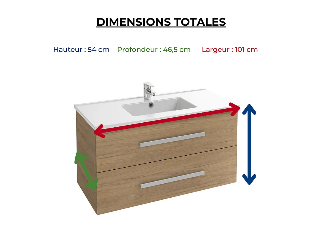 Pack meuble vasque 100 cm JACOB DELAFON Ola up chêne + colonne