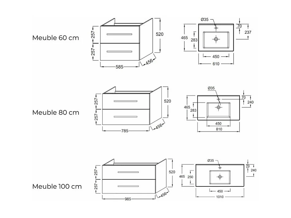 Pack meuble vasque 60 cm JACOB DELAFON Ola up chêne + colonne