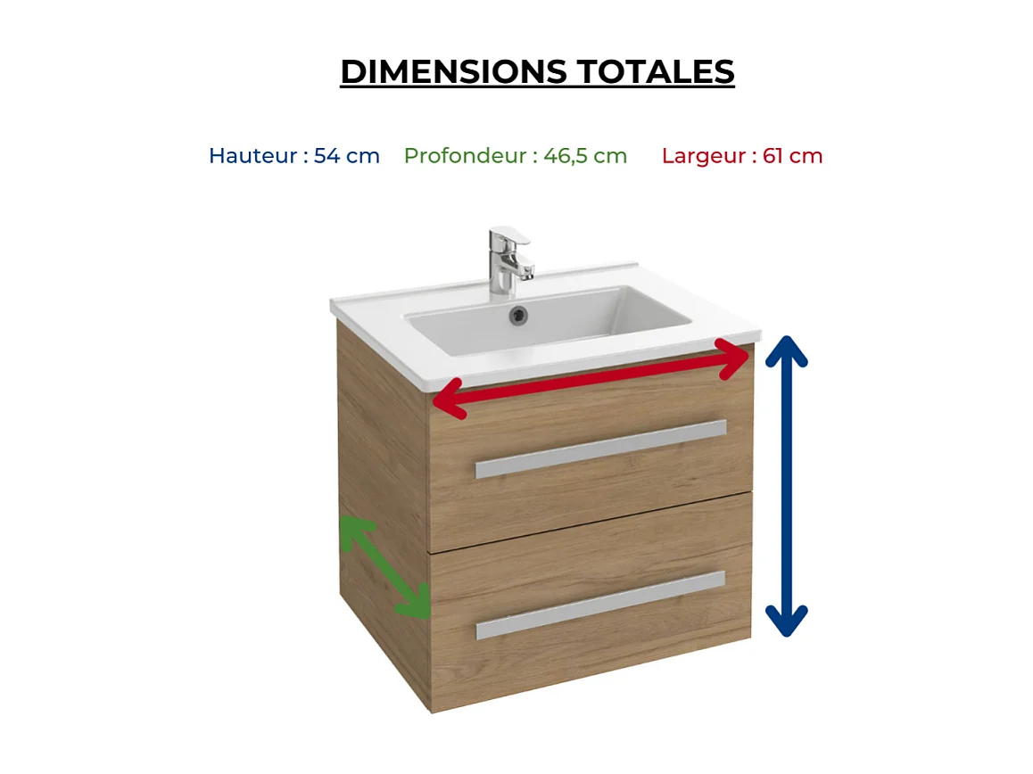 Pack meuble vasque 60 cm JACOB DELAFON Ola up chêne + colonne