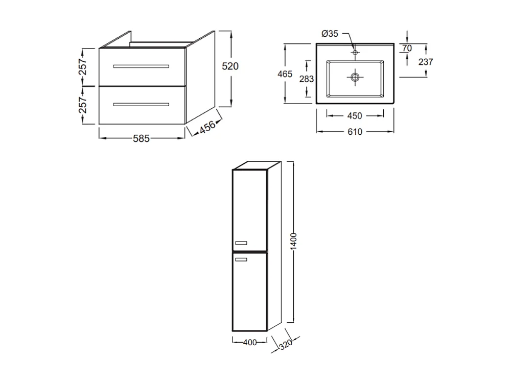 Pack meuble vasque 60 cm JACOB DELAFON Ola up chêne + colonne