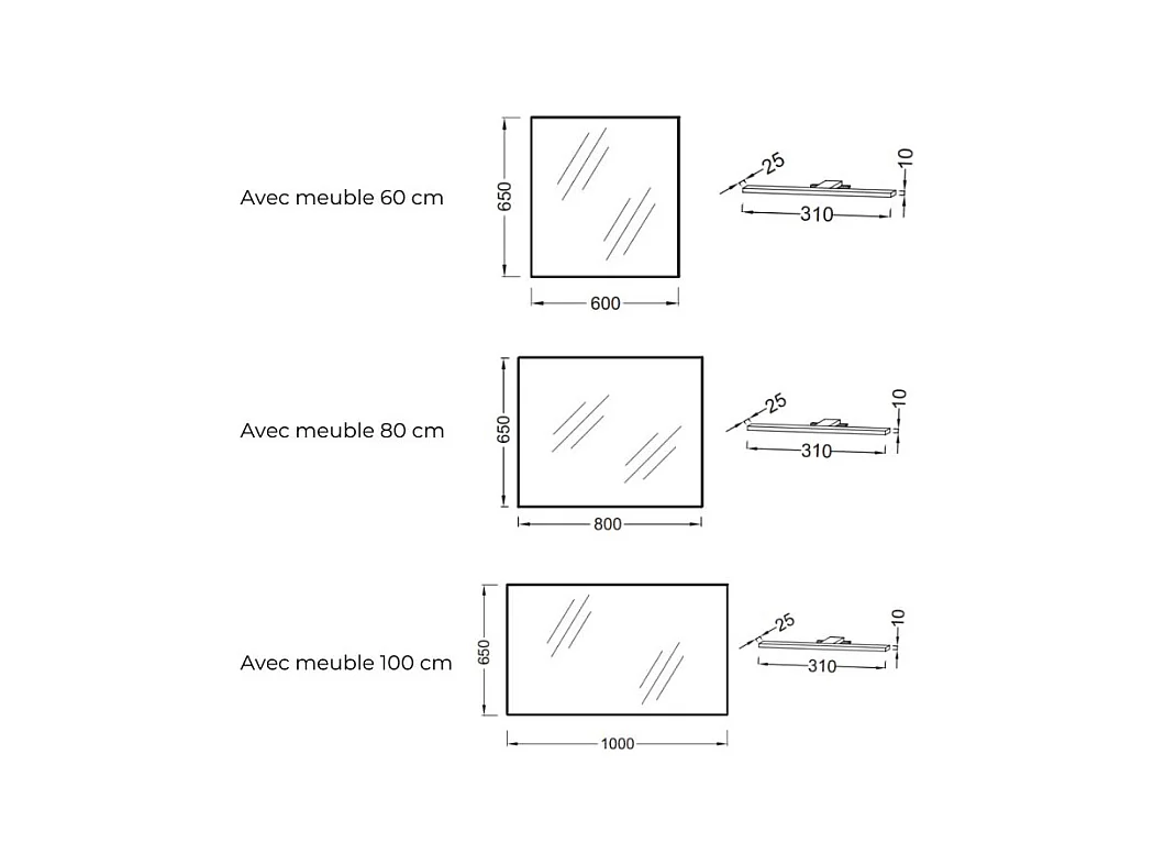 Pack meuble vasque 80 cm JACOB DELAFON Ola up chêne + colonne + miroir + spot