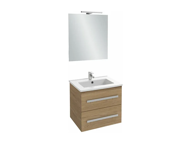 Pack meuble vasque 60 cm JACOB DELAFON Ola up chêne + miroir + spot