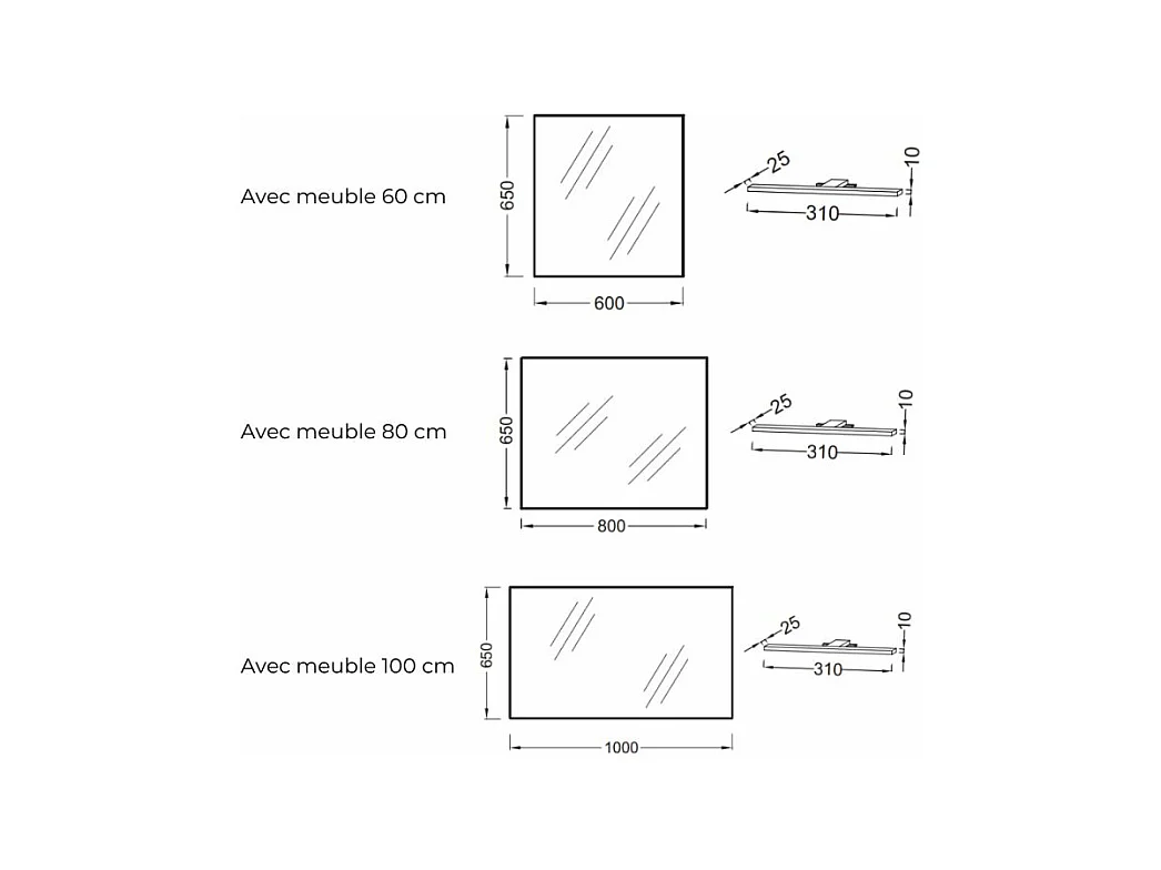 Pack meuble vasque 100 cm JACOB DELAFON Ola up chêne + colonne + miroir + spot