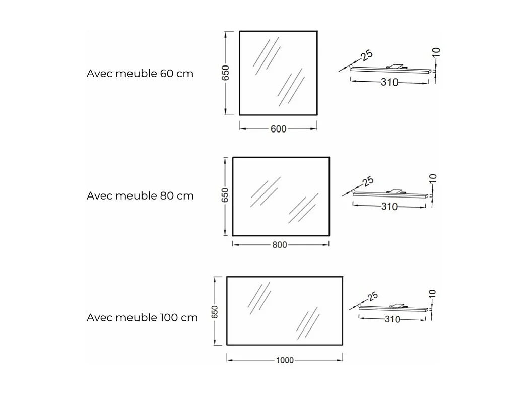 Pack meuble vasque 100 cm JACOB DELAFON Ola up chêne + colonne + miroir + spot