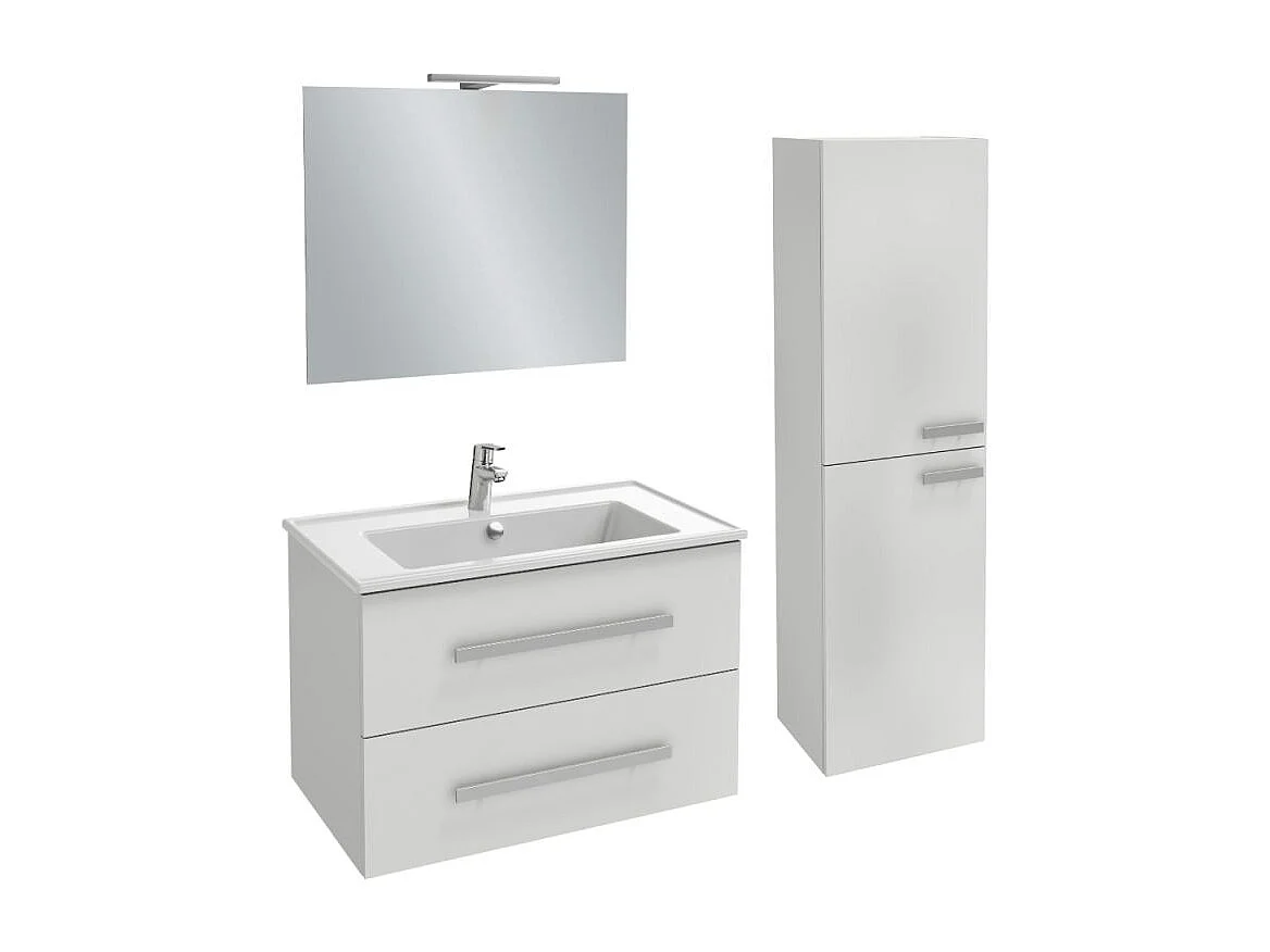 Pack meuble vasque 80 cm JACOB DELAFON Ola up blanc + colonne + miroir + spot