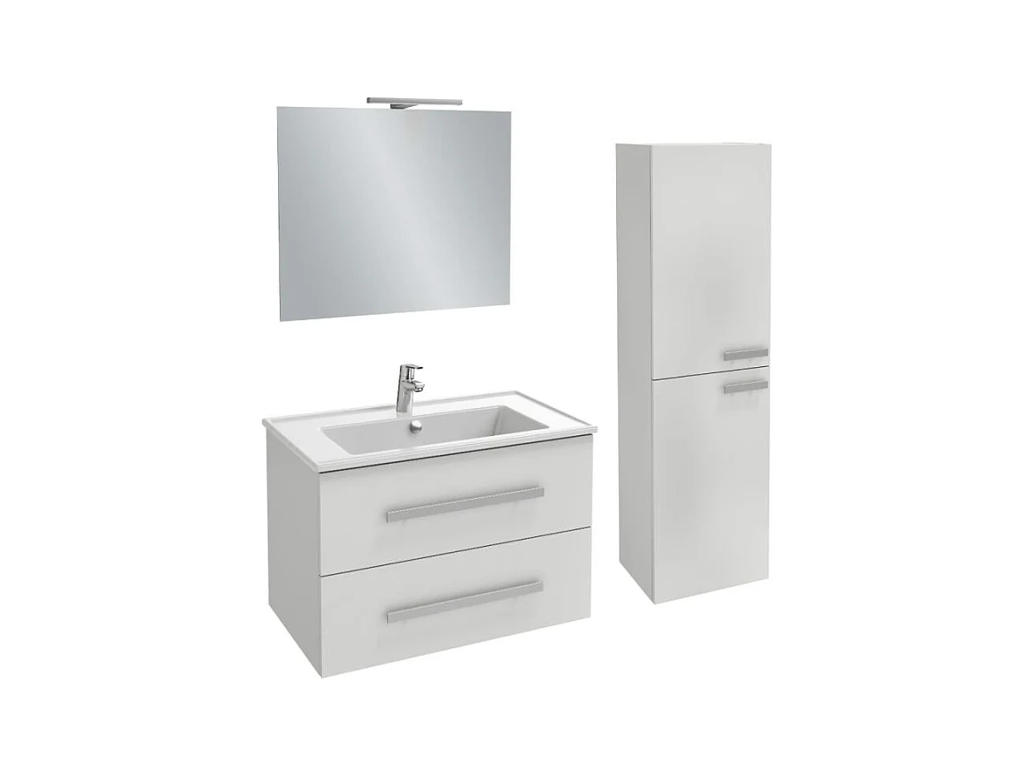 Pack meuble vasque 80 cm JACOB DELAFON Ola up blanc + colonne + miroir + spot