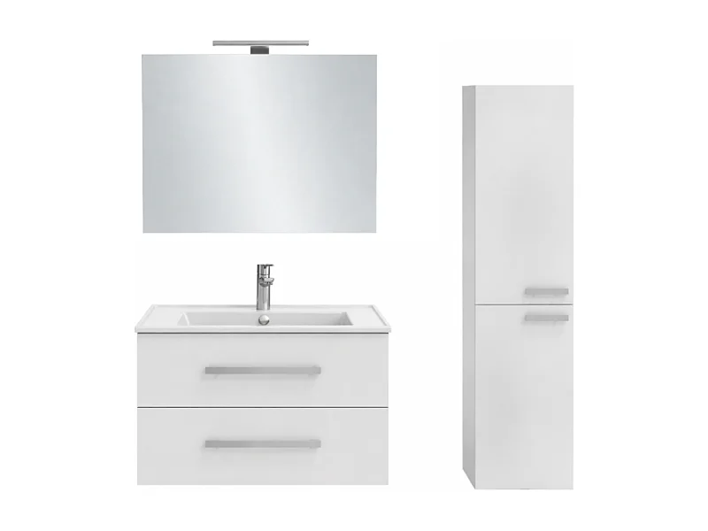Pack meuble vasque 80 cm JACOB DELAFON Ola up blanc + colonne + miroir + spot
