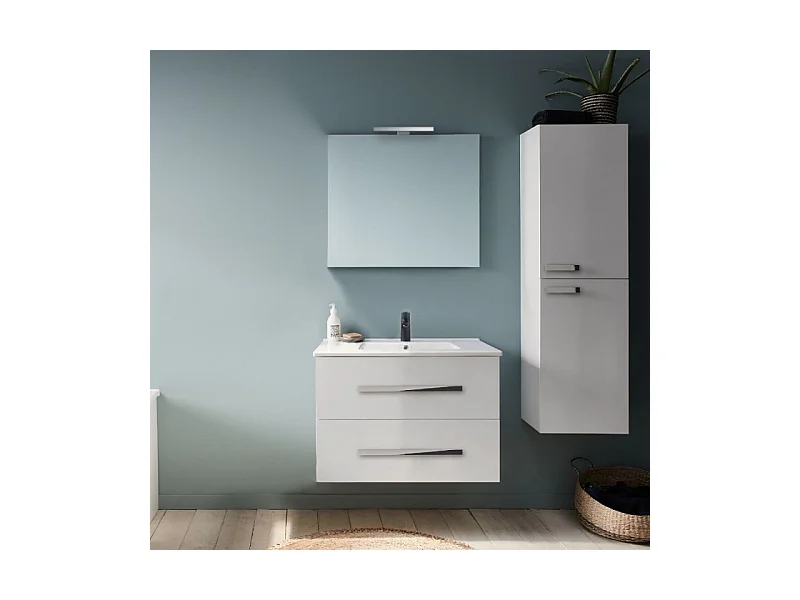 Pack meuble vasque 60 cm JACOB DELAFON Ola up blanc + miroir + spot