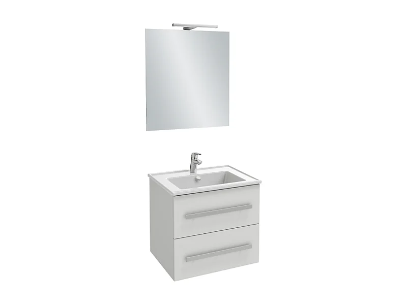 Pack meuble vasque 60 cm JACOB DELAFON Ola up blanc + miroir + spot
