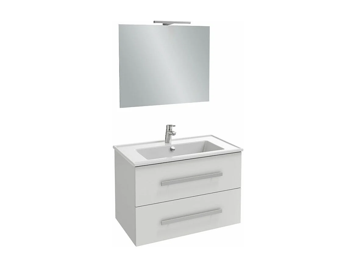 Pack meuble vasque 80 cm JACOB DELAFON Ola up blanc + miroir + spot