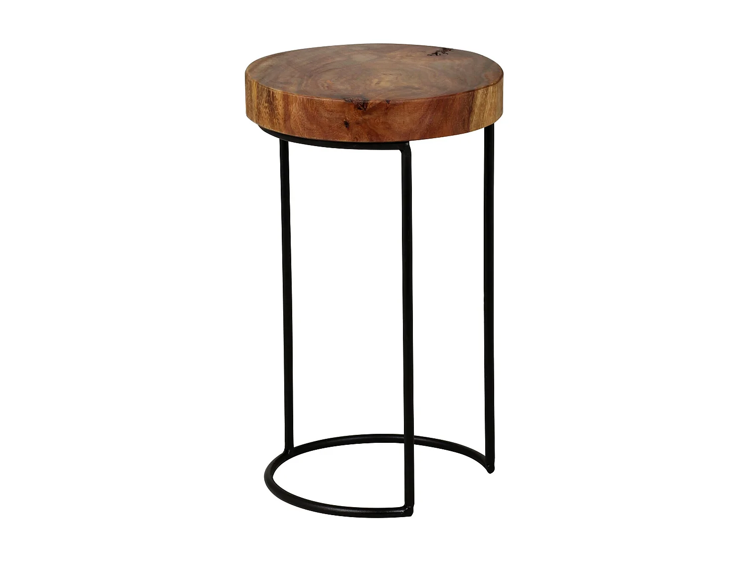 table d'appoint AKOLA table de salon en bois massif Sheesham pieds en métal style maison de