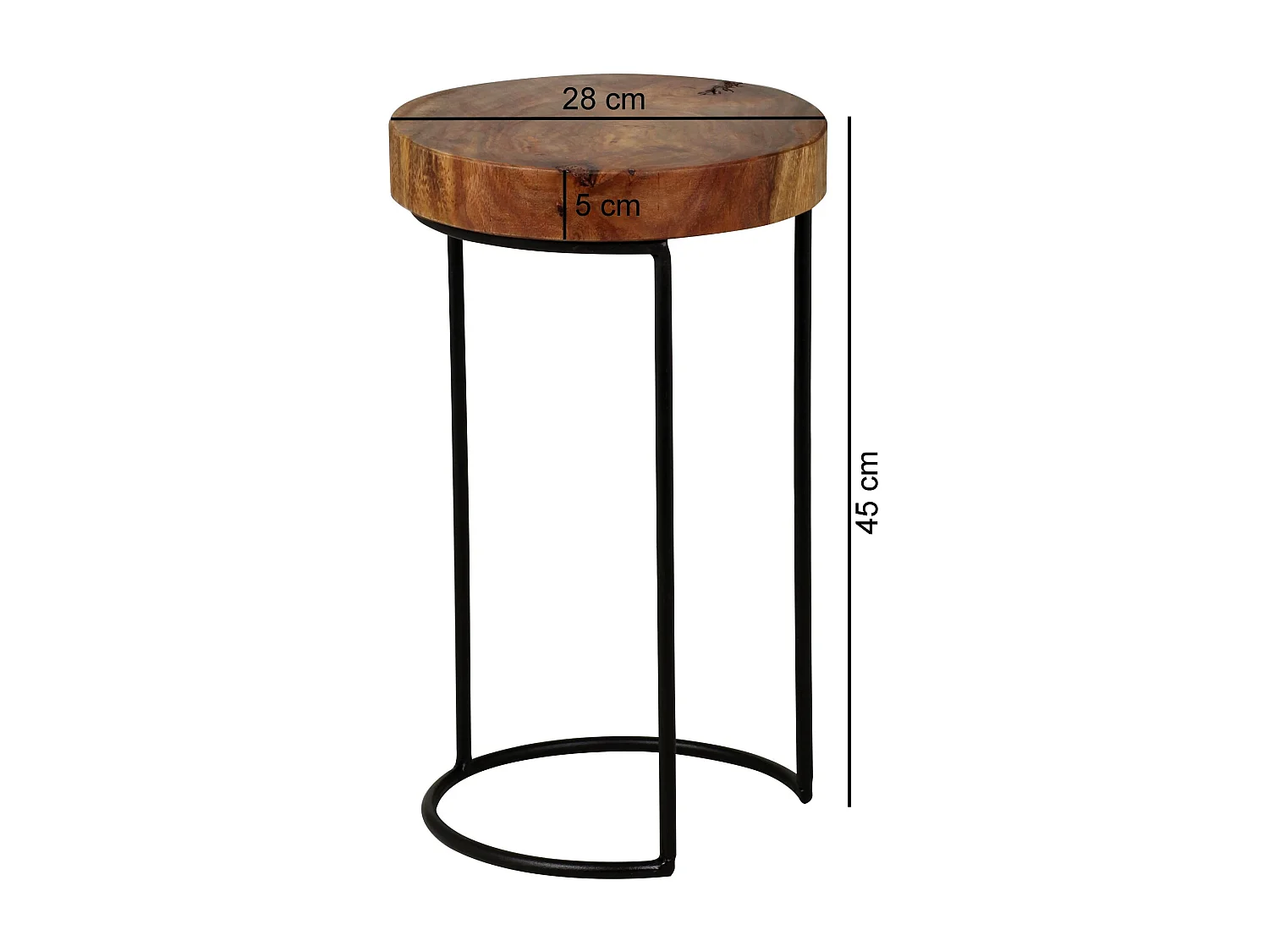 table d'appoint AKOLA table de salon en bois massif Sheesham pieds en métal style maison de