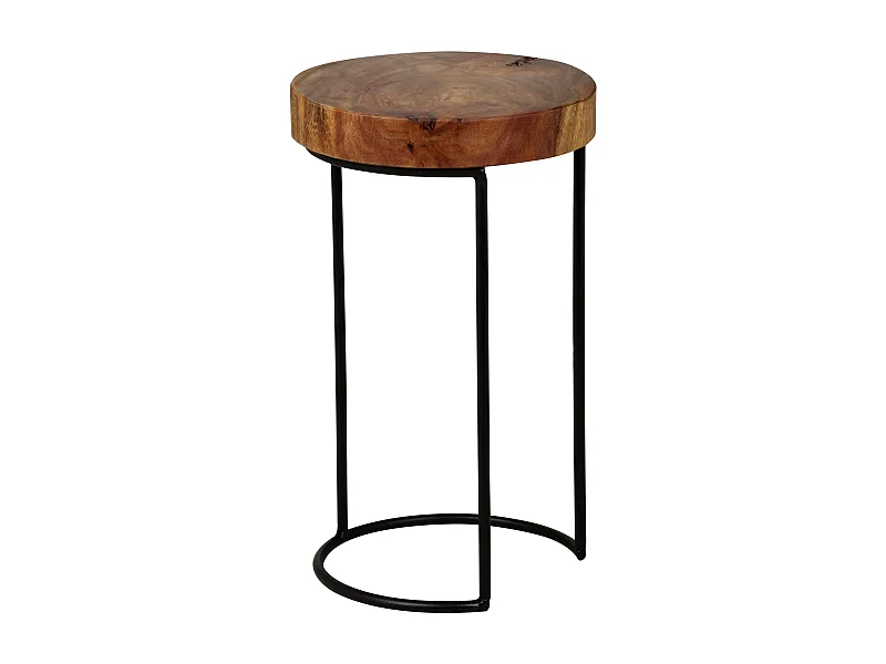 table d'appoint AKOLA table de salon en bois massif Sheesham pieds en métal style maison de