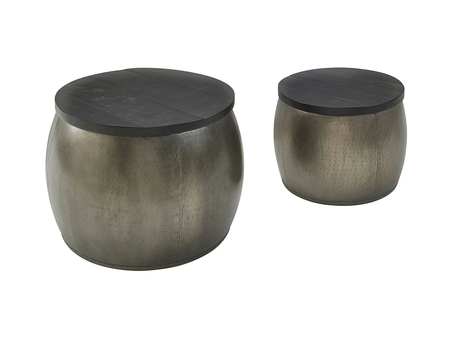 Salontafel set van 2 - Mango hout zwart - Aluminium frame met opbergruimte