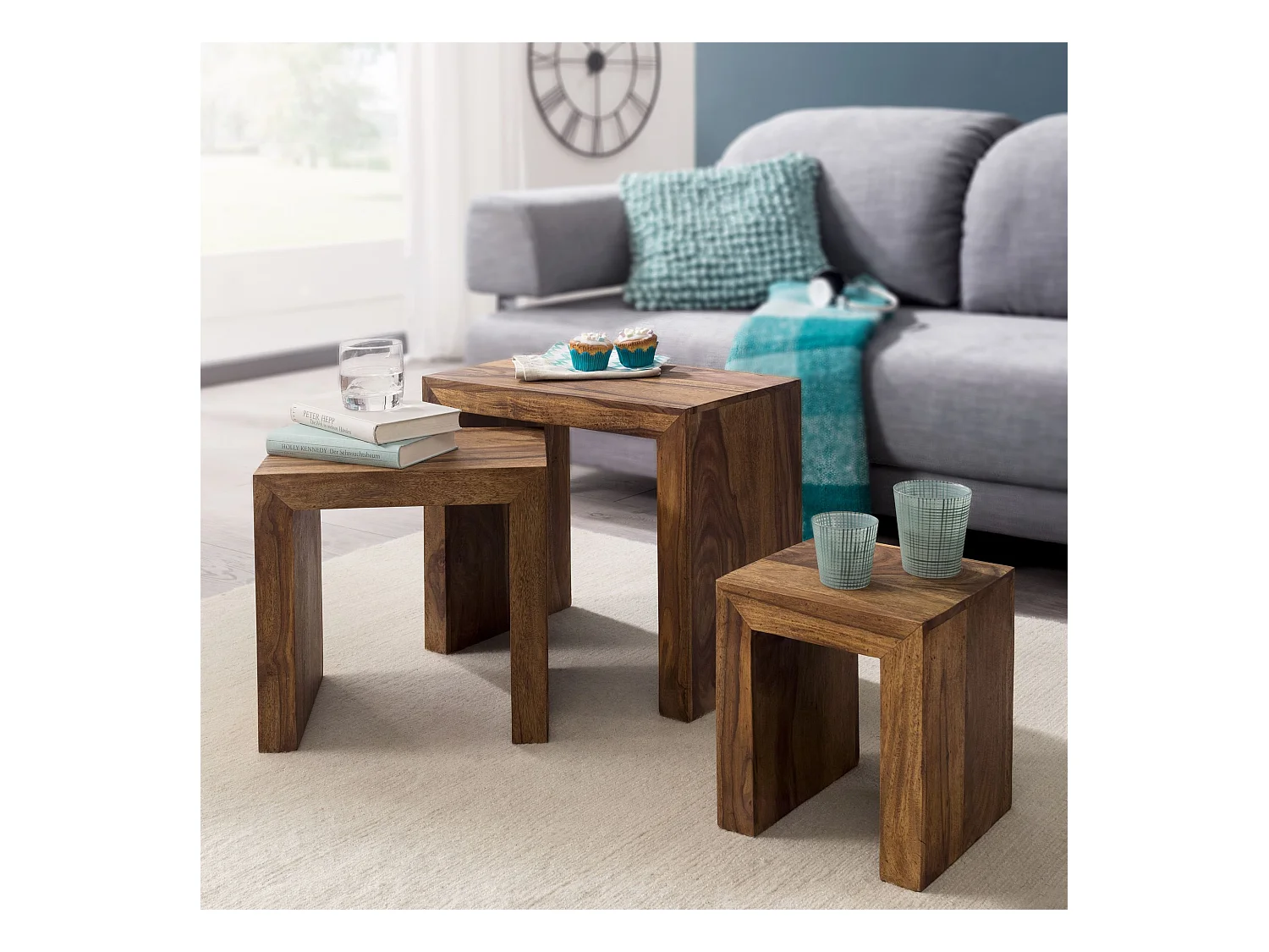 Staande Sheesham Stevige Houten Planken 44cm Hoge Kubusplank Ontwerp Landelijke Stijl Tafel Natuurlijke Product Houten Plank