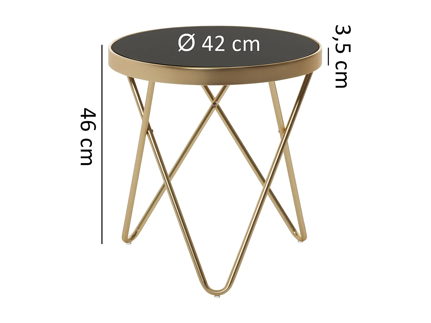 Design Beistelltisch PARMA 42x46x42cm Couchtisch Rund Schwarz/Matt Gold, Designer