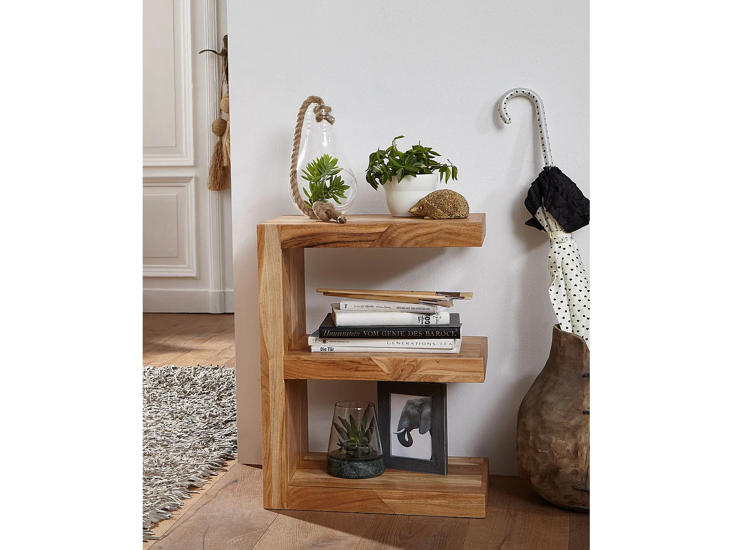 Beistelltisch MUMBAI Massivholz Akazie E Cube 60 cm hoch Wohnzimmer-Tisch Design braun