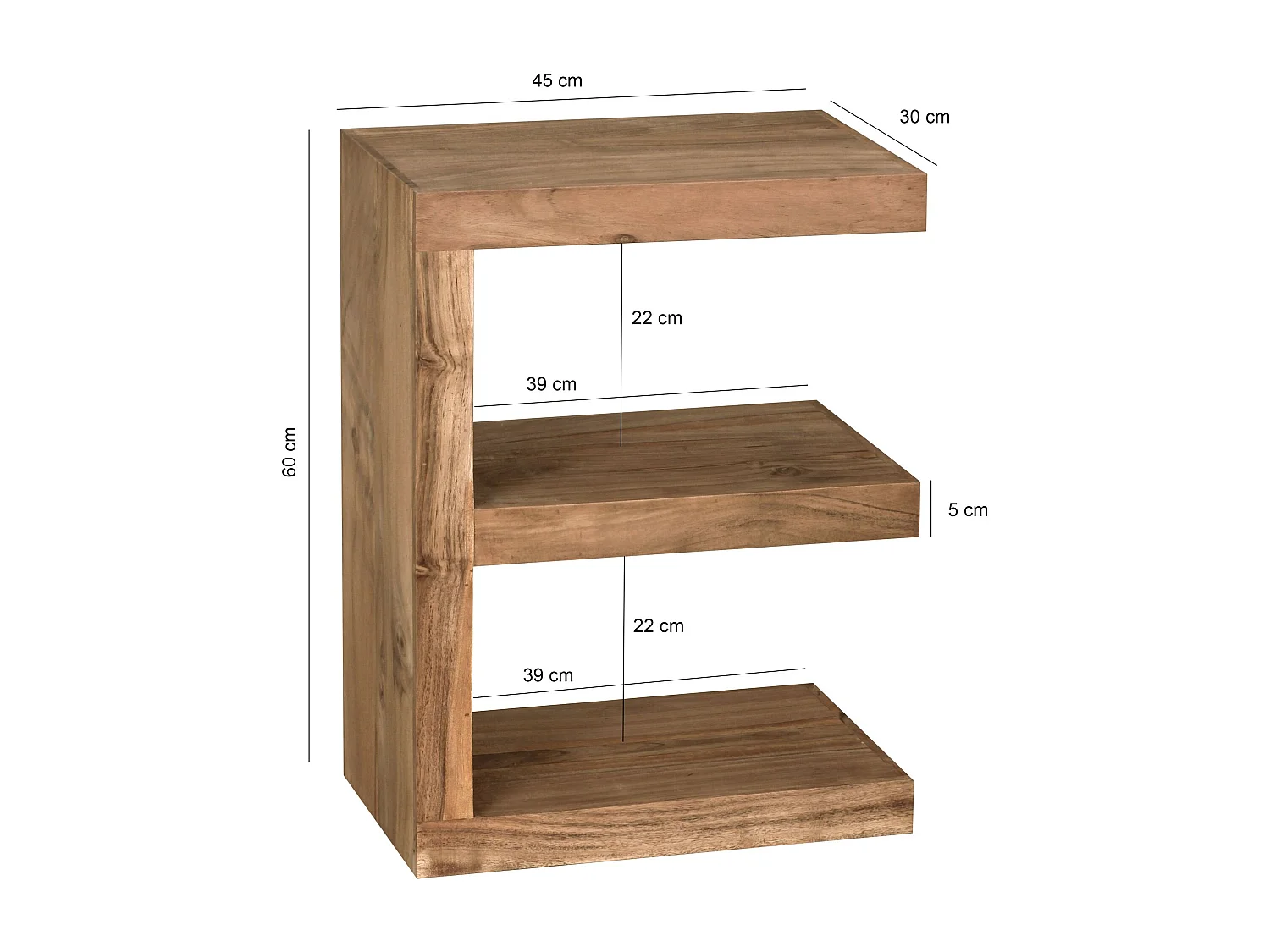 Beistelltisch MUMBAI Massivholz Akazie E Cube 60 cm hoch Wohnzimmer-Tisch Design braun