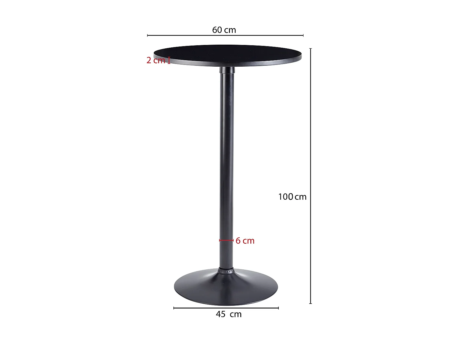 Design Bartisch Schwarz Stehtisch Ø 60 cm Metall / Holz,
