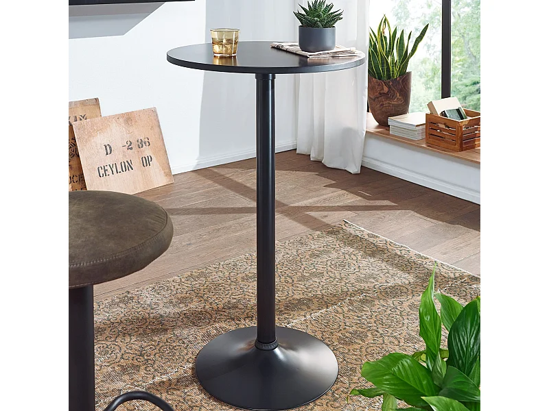 bar design noire Table Ø 60 cm métal / bois | Table de fête table bistrot hauteur 100 cm | Table
