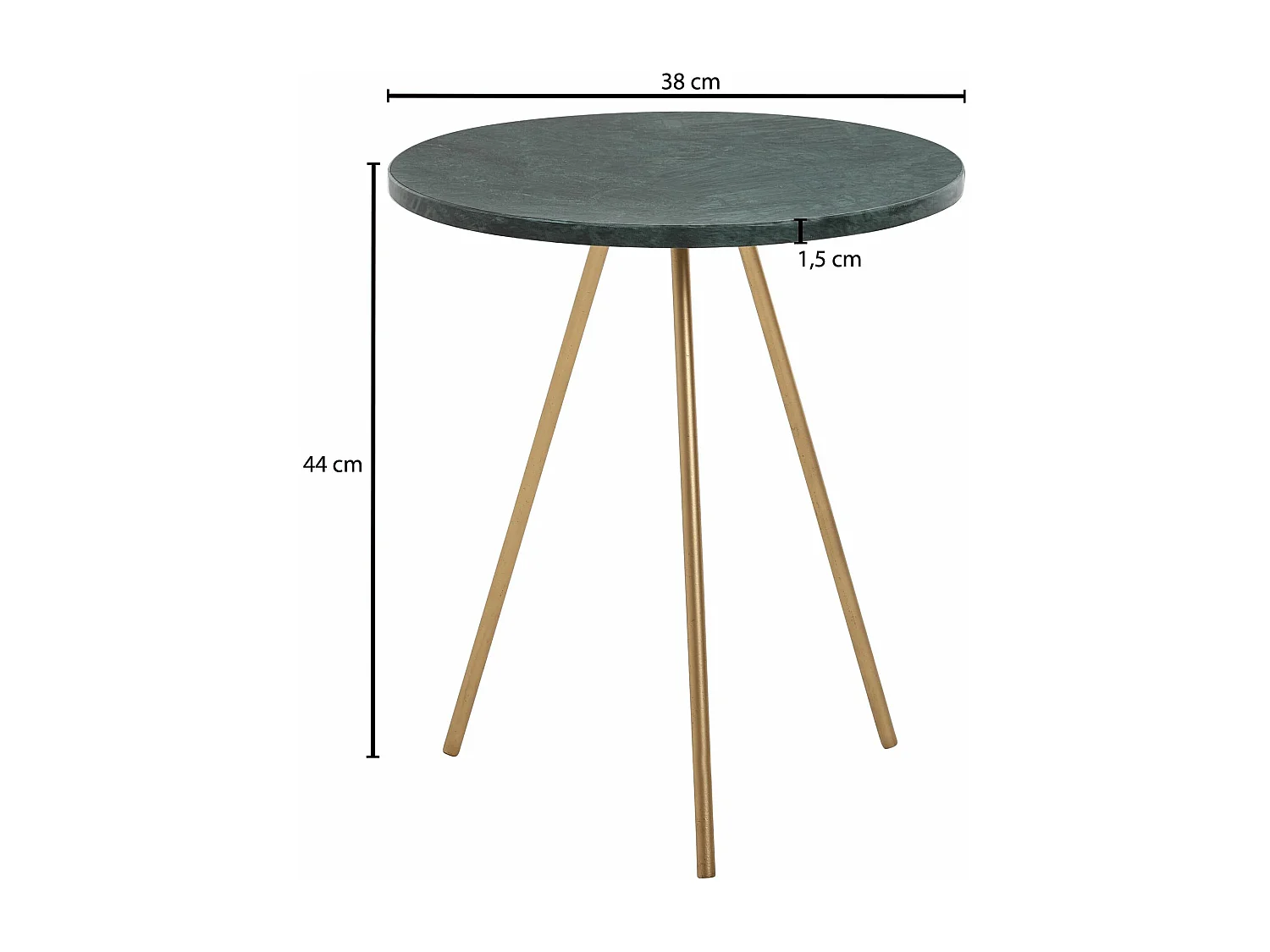 table d'appoint marbre véritable vert 38x38x44cm table d'appoint métal or | Petite table basse ronde tripode | Table de salon Canapé Moderne | Table basse haute