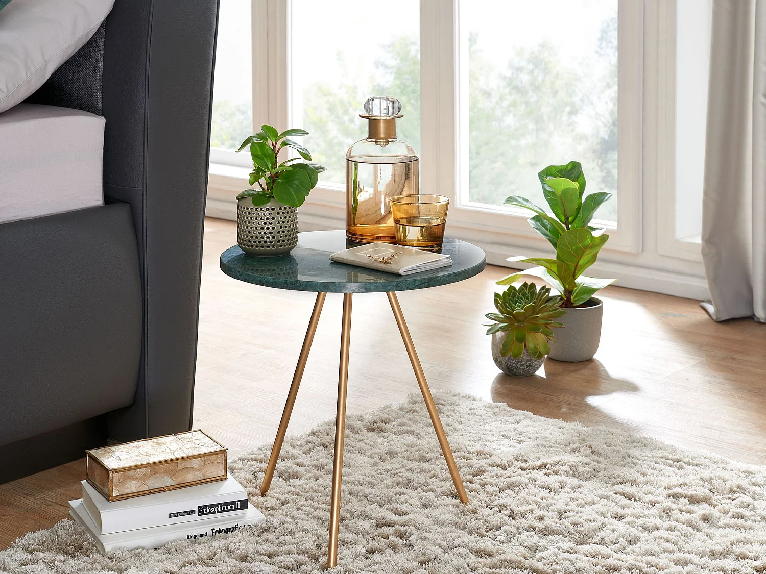 table d'appoint marbre véritable vert 38x38x44cm table d'appoint métal or | Petite table basse